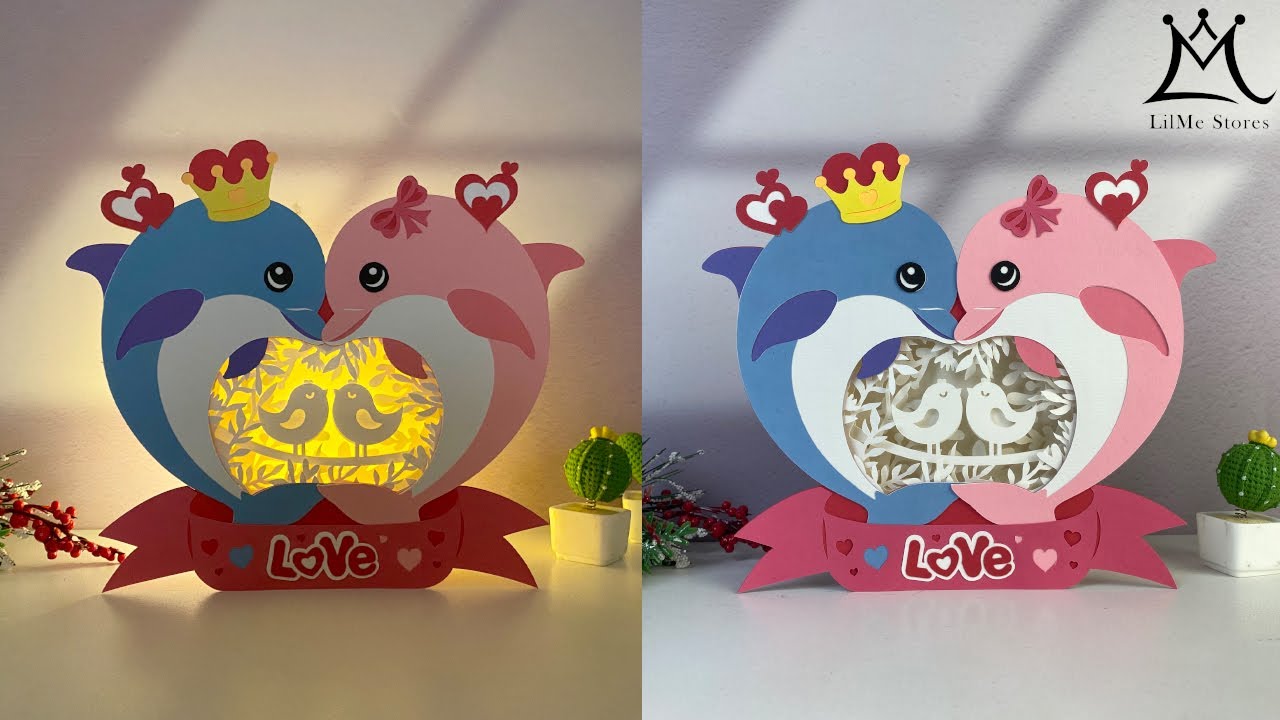 How To Make Paper Cut Valentine Dolphin Box Bird