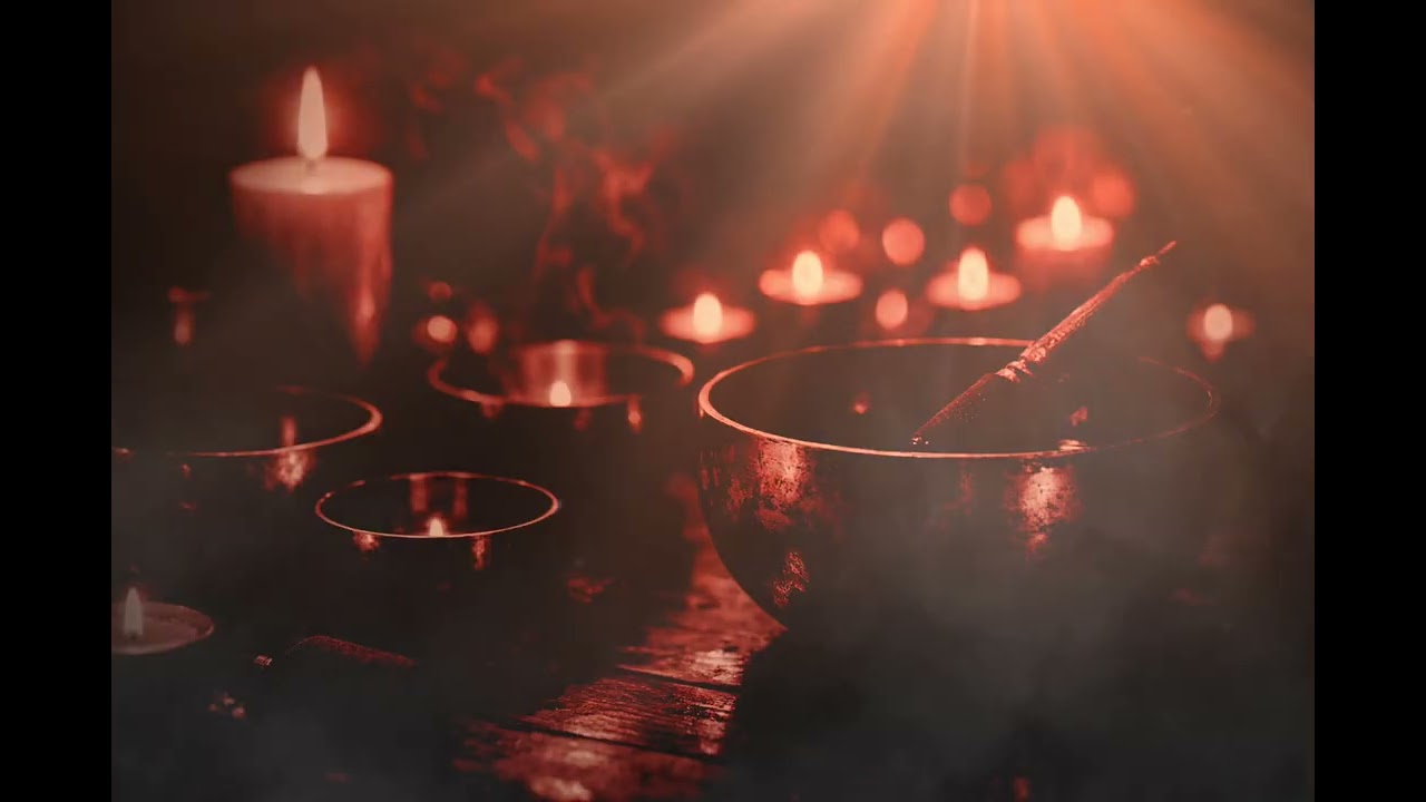 Sleep Music with Red Light Visuals | Singing Bowls 432Hz