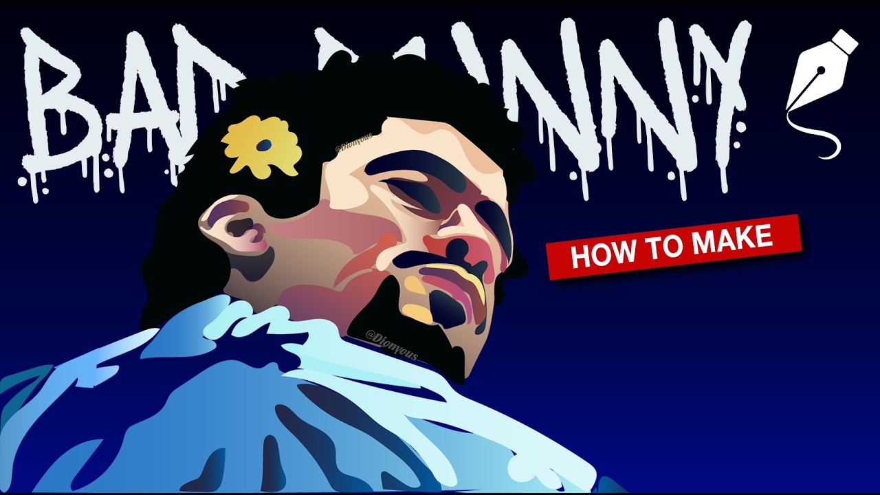 Draw Bad Bunny in Vector: Step-by-Step Adobe Illustrator Portrait Tutorial