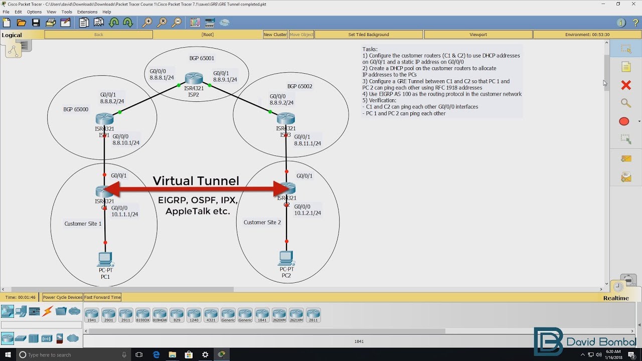 Cisco CCNA Packet Tracer Ultimate labs: GRE Tunneling. Can you complete the lab?