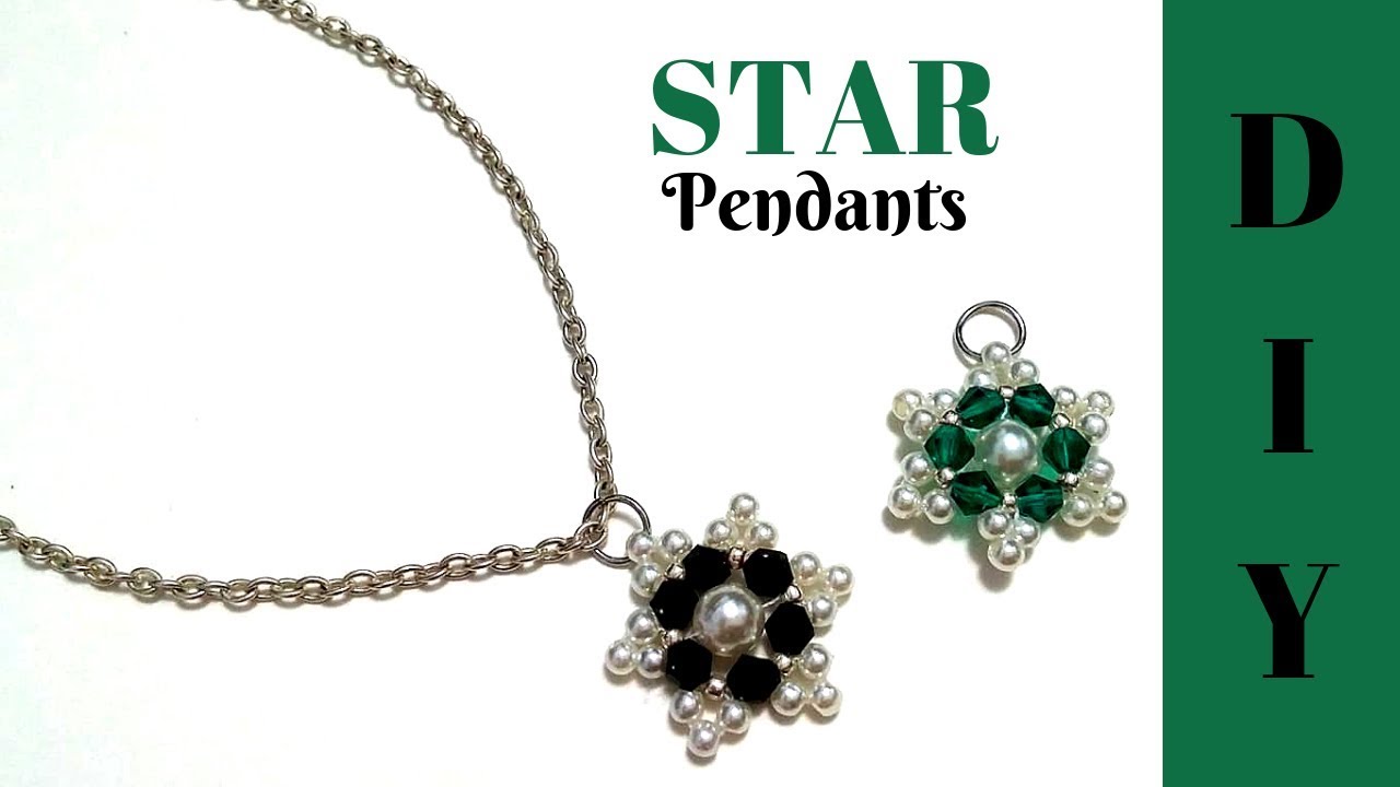 5 MINS Beaded pendants. beading tutorial. DIY star pendants.Jewelry making easy