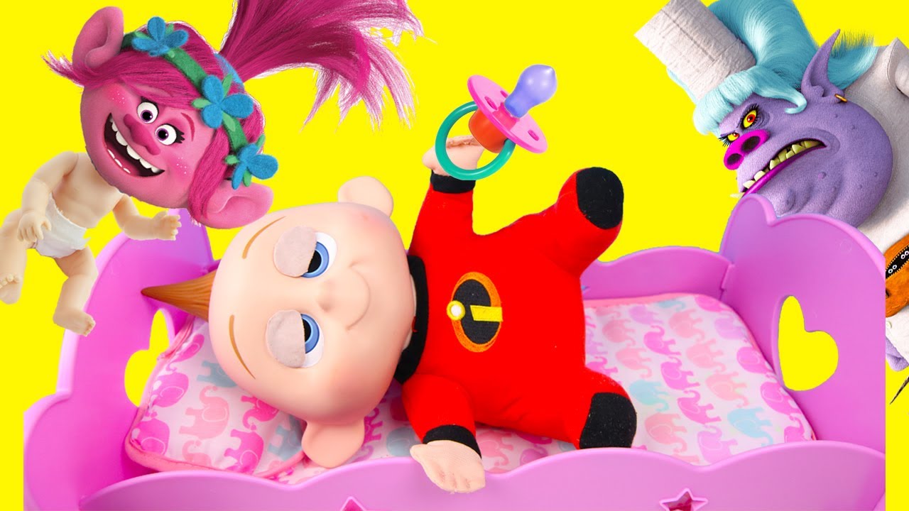 Dreamworks Trolls World Tour Bedtime Routine with Incredibles DIY Play-Doh Playhouse