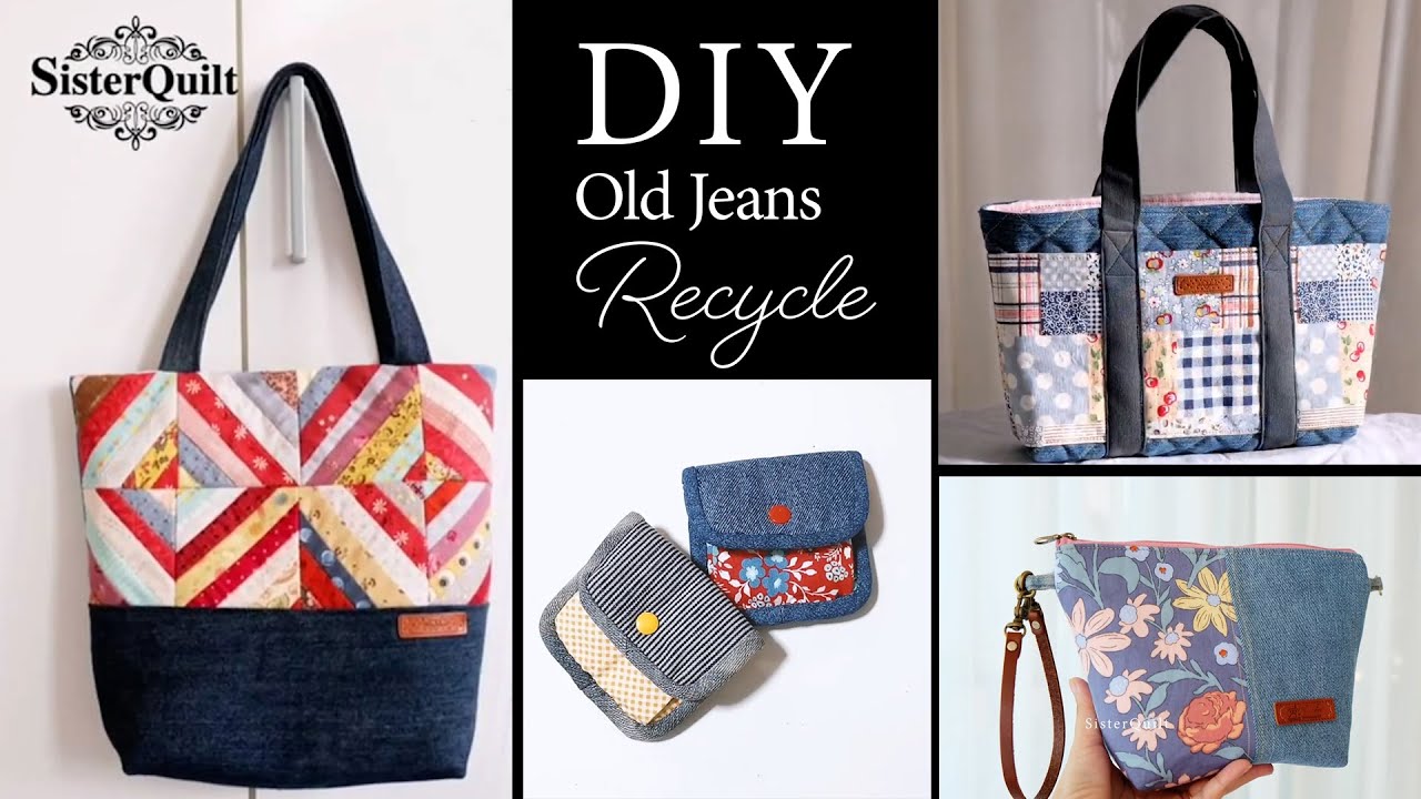4 Old Jeans and Printed Fabric Ideas | Sewing | Tutorial