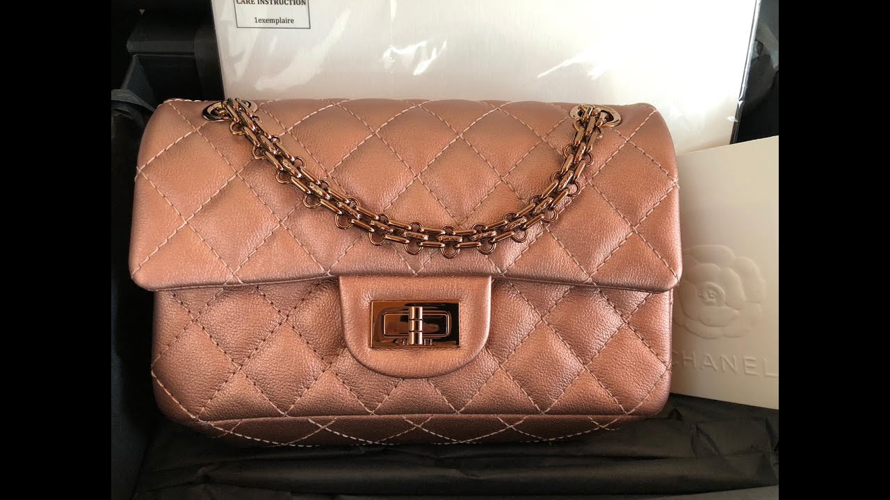 Unboxing Chanel 21A Mini Reissue - Metallic Grained Calfskin & Copper Tone - Rose Gold Unicorn