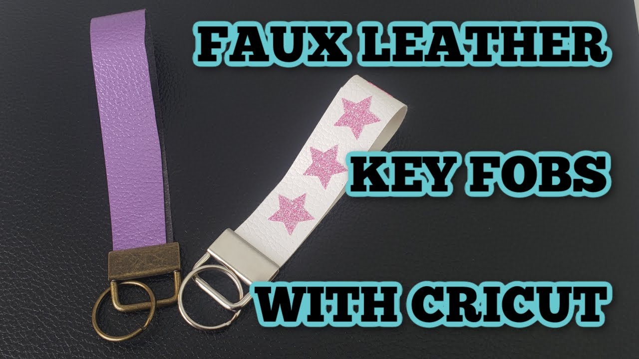 Faux leather key fob with Cricut - Keychain press HTV on Leather