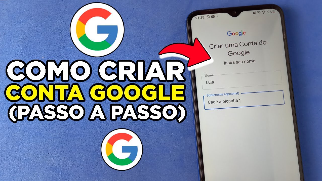 COMO CRIAR UMA CONTA GOOGLE OU GMAIL PELO CELULAR - R&aacute;pido e F&aacute;cil
