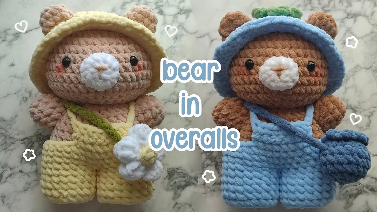 🌼🫐Bear in Overalls Crochet/Amigurumi Tutorial |Cute and Free Pattern|🌼🫐