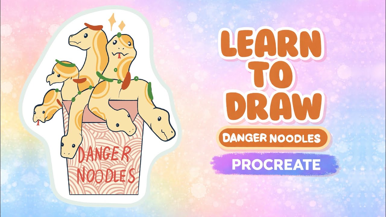 How to Draw Danger Noodles in Procreate | Cute Cartoon Illustration