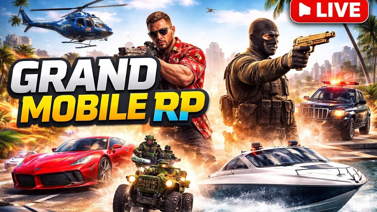 GRAND MOBILE RP LIVE 🚨 EPIC CITY WAR 🔥 SUPER CARS, BIKES & BOAT ESCAPE 💸 FULL ACTION GAMEPLAY!