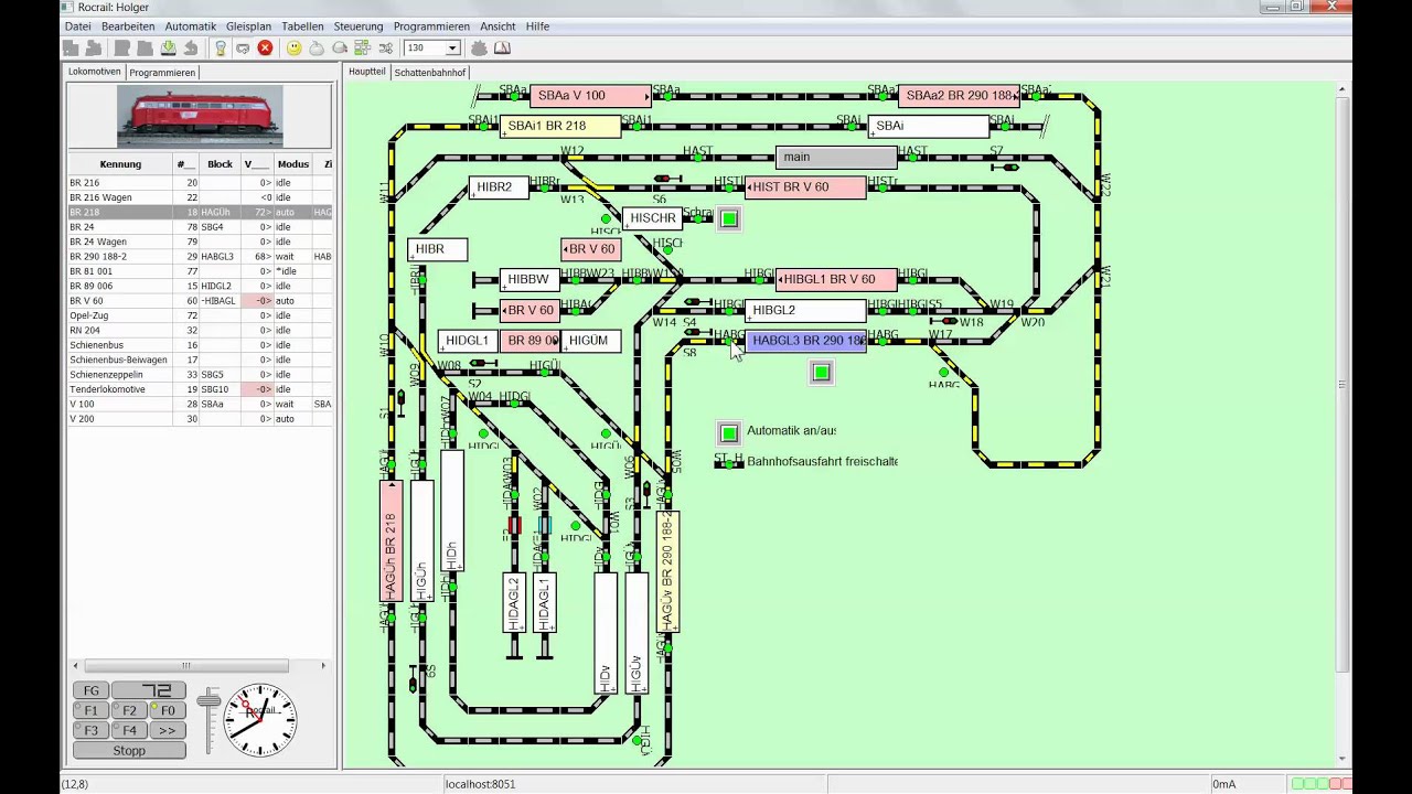 Schattenbahnhofsteuerung mit Rocrail