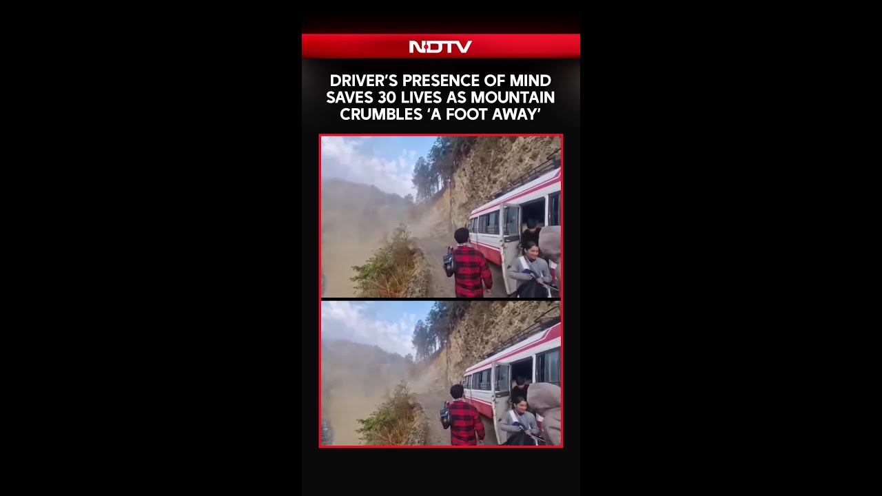 Driver's Presence Of Mind Saves 30 Lives As Bus Stops Seconds Before Landslide