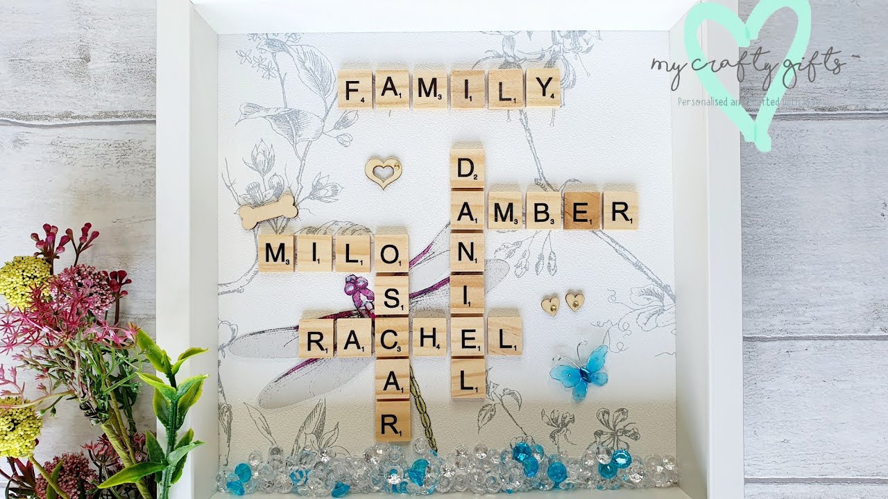 Family Scrabble Crossword Tiles Personalised Names Box Frame