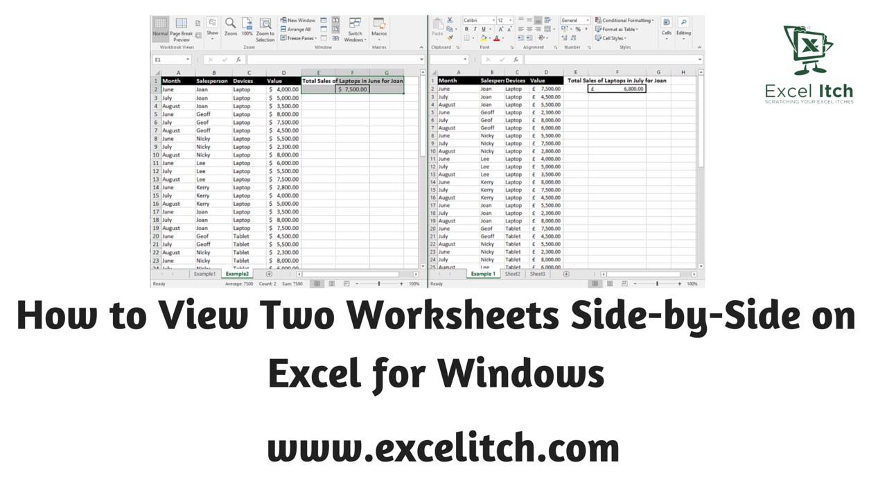 How to View Worksheets Side-by-Side Excel for Windows