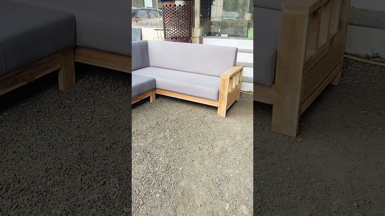 Sagwan wood L shape sofa #newtrend #sagwanfurniture