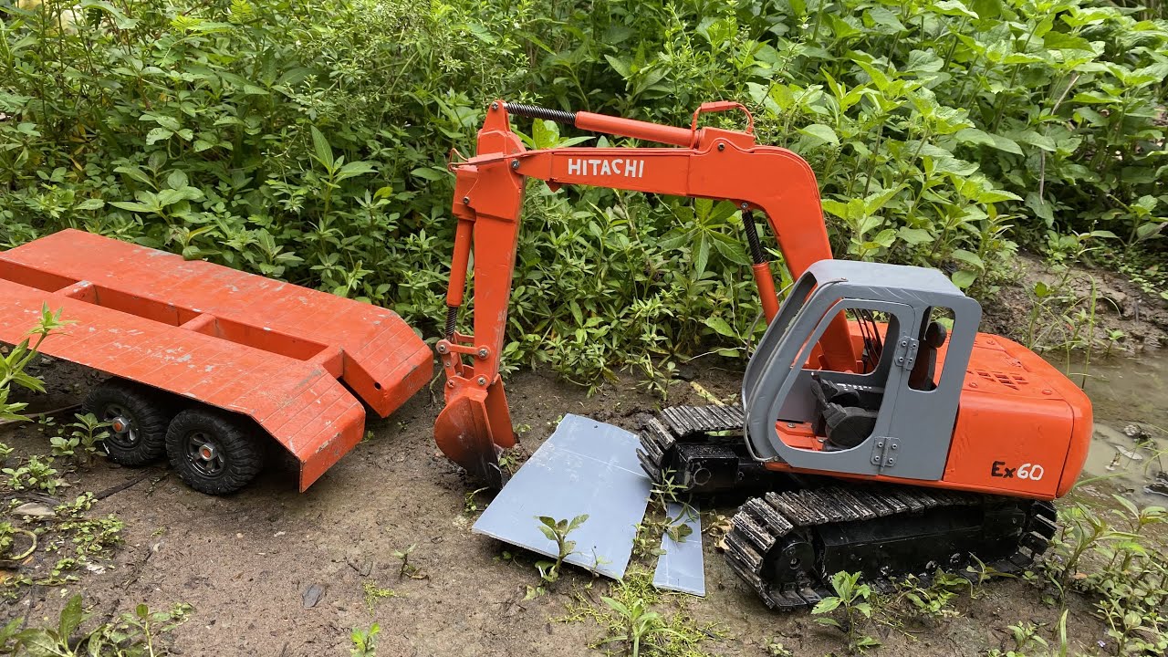 Hitachi excavator down the trailer to dig the ground | Part 5