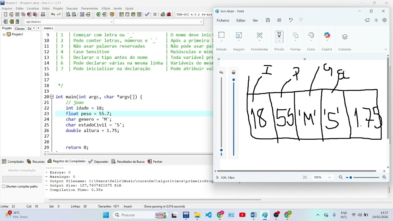 linguagemC aula07 exercicios usando printf