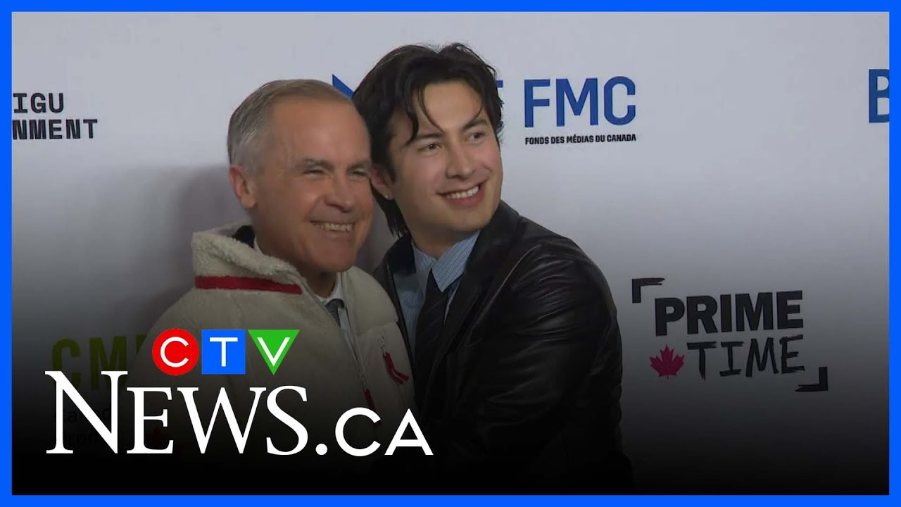 PM Carney hugs 'Heated Rivalry' star Hudson Williams