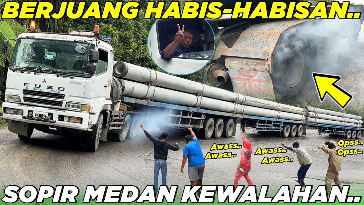 BERJUANG HABIS HABISAN !!! Sopir Medan Kewalahan Bawa Truk Muatan Rudal Panjang di Sitinjau Lauik