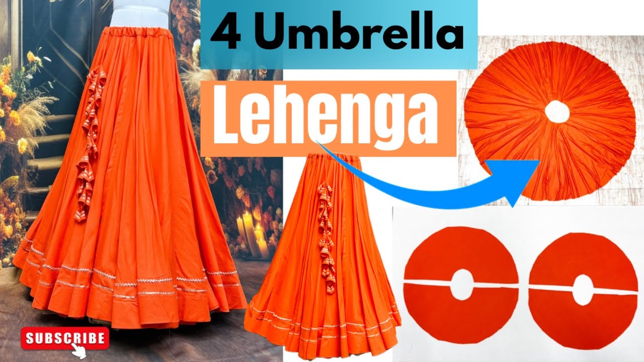 Free Free 😱 4 umbrella lehenga Banana shikhe | How to make 4 umbrella lehenga with cover belt.