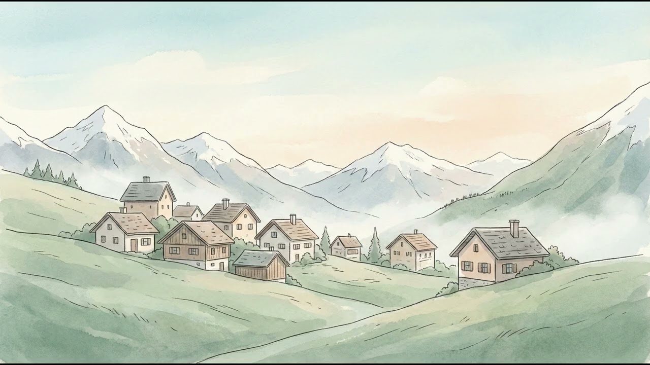 Alpine Village Landscape 4K | Peaceful Mountain Cottage TV Art Background Display View
