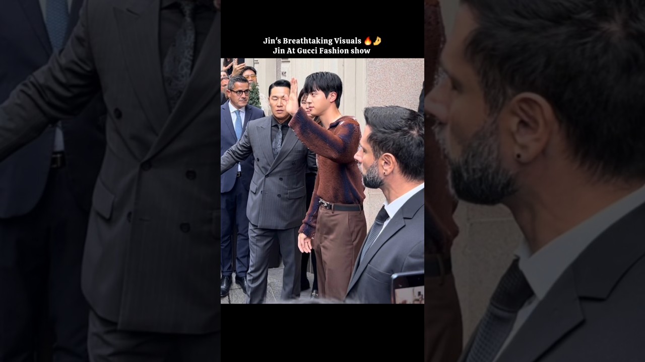 Jin's Breathtaking Visuals 🔥jin at Gucci fashion show in Milan #jin #shorts #bts