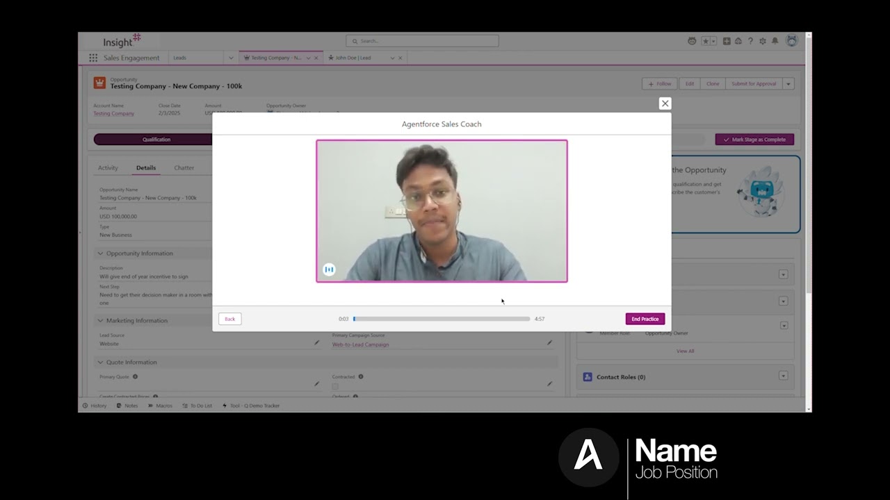 Salesforce Agentforce : SDR Agent Demonstration