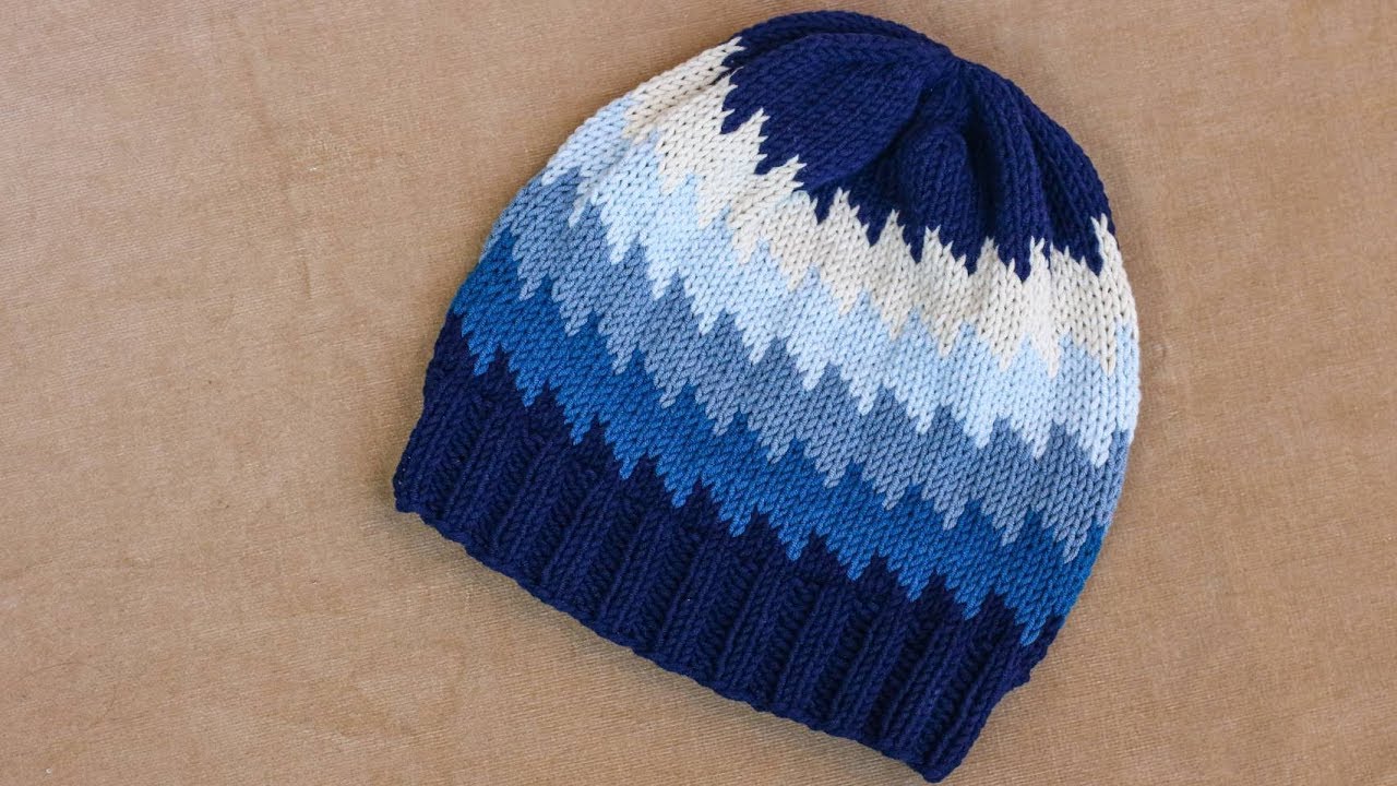 ถักนิตติ้งหมวก | Knit Zig Zag Hat | Knit Peak Zig Zag Hat | Natthitah Handmade