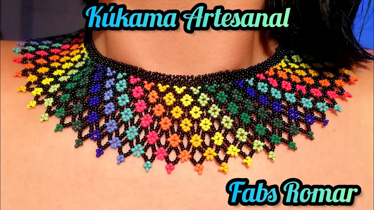 collar de chaquira rombo diagonal multicolor 😁