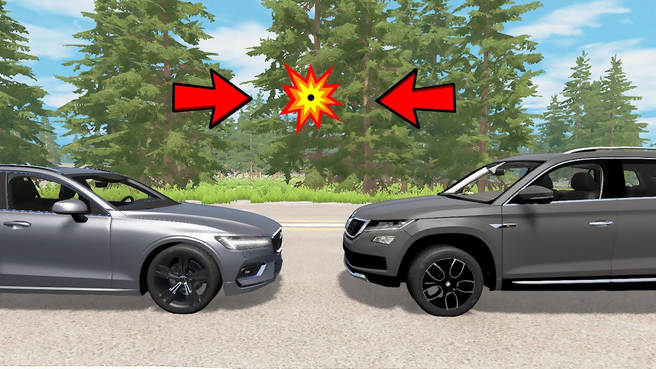 Volvo V90 Vs Skoda Kodiaq CRASH TEST - Realistic Car Crashes (BeamNG Drive)