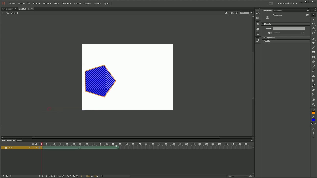 Interpolación de Forma Adobe Animate Ejercicio Práctico - Sesión 5