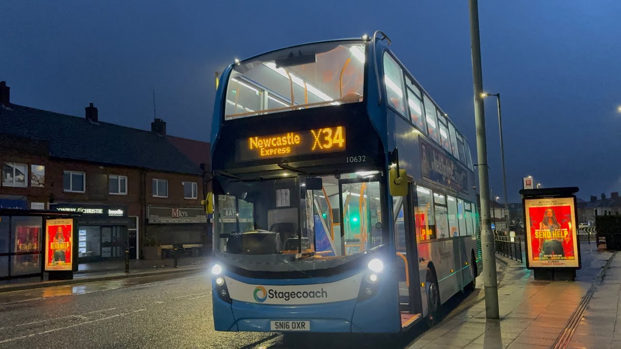 Full route visual Stagecoach North East X34 Horsley Hill-Newcastle