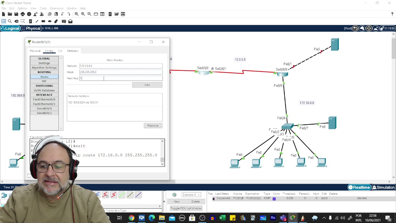 Roteamento estático - adicionando roteadores e configurando