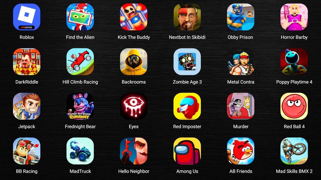 Roblox,Scary Little Prankster,Lucky Balls,Red Ball 4,Race Master 3D,Poppy Playtime 4,Barry Prison...