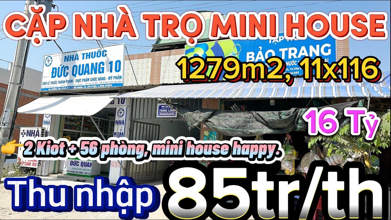 B&aacute;n gấp cặp nh&agrave; trọ mini house happy thu nhập khủng ổn định, S:1279m2 trong l&ograve;ng Kcn Nam T&acirc;n Uy&ecirc;n BD