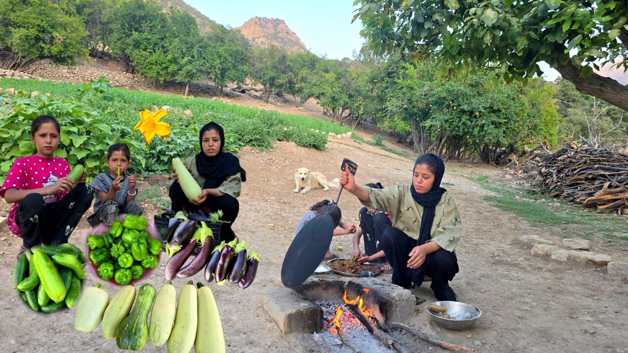 «⛰️ Мирная жизнь в горной деревне | 🥬 Сбор свежих овощей и 🍲 Приготовление традиционной еды 🔥»