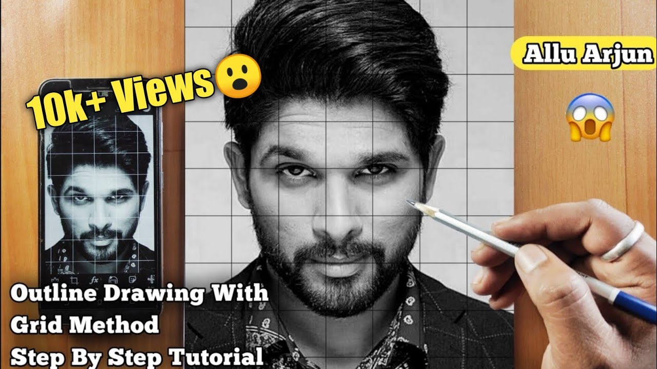 Outline Drawing Tutorial For Beginners | Step by Step | Allu Arjun 😱 Realistic sketch
