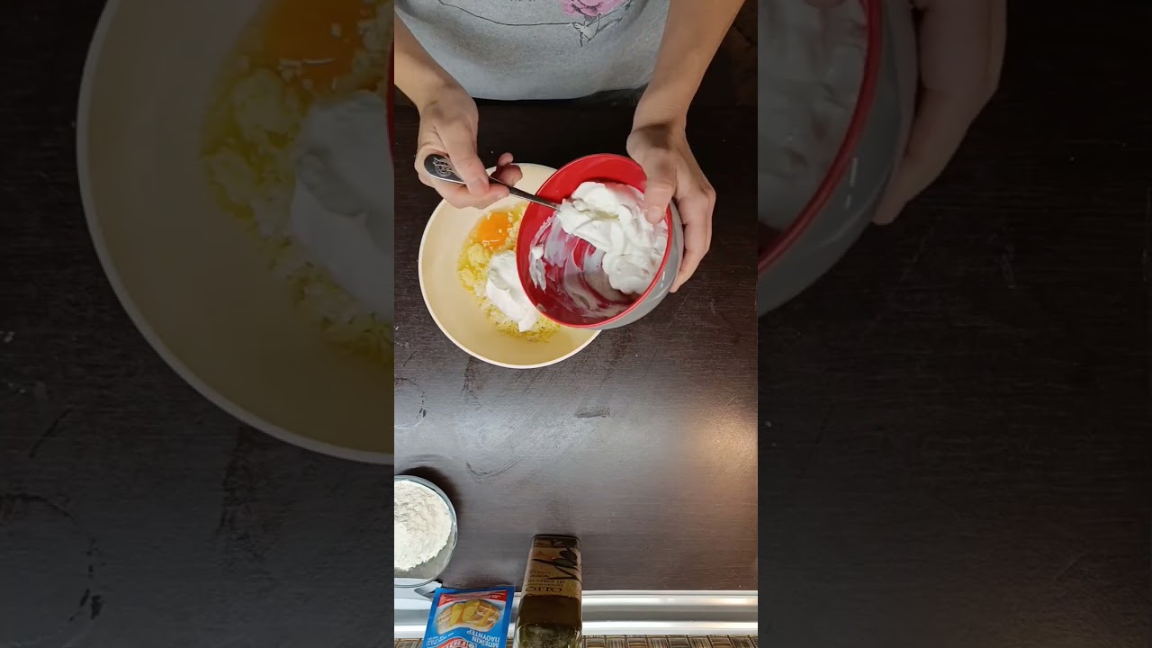 Pancakes with Greek feta, yogurt and mozzarella cheese! 