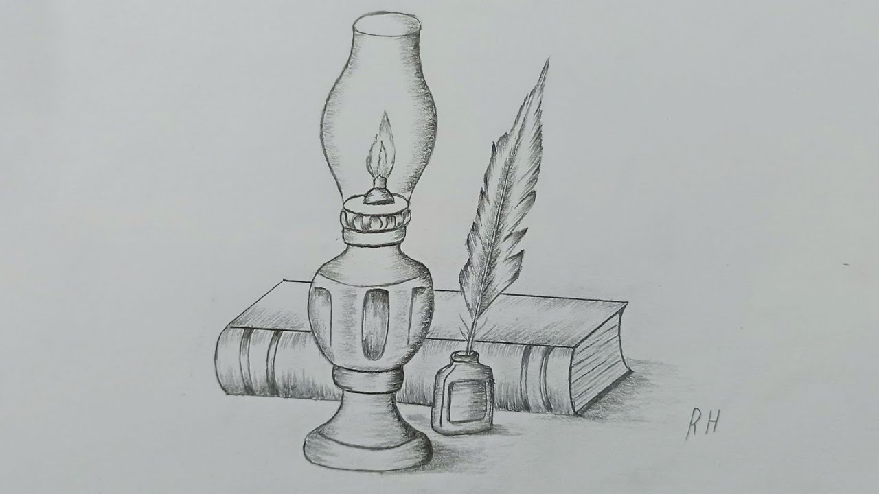 how to draw a book / How to draw still life / رسم طبيعة صامتة / رسم كتاب /رسم ريشة/رسم بقلم الرصاص