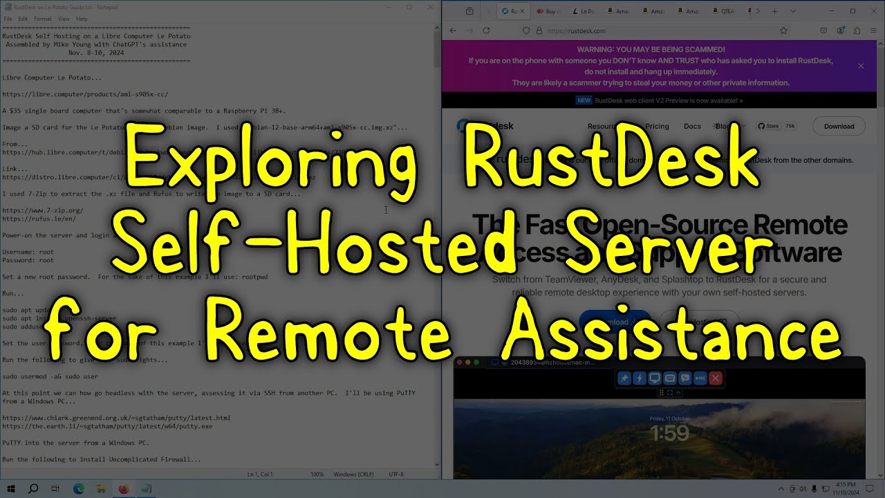 Exploring RustDesk Self-Hosted Server for Remote Assistance using a Libre Computer Le Potato