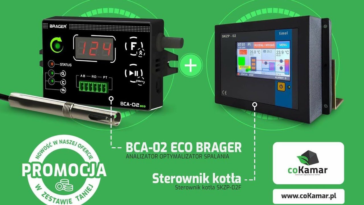 Brager Bca-02 eco Komunikacjia z SKZP-02 SKZP-05, Optymalizatora procesu Spalania, Analizator spalin