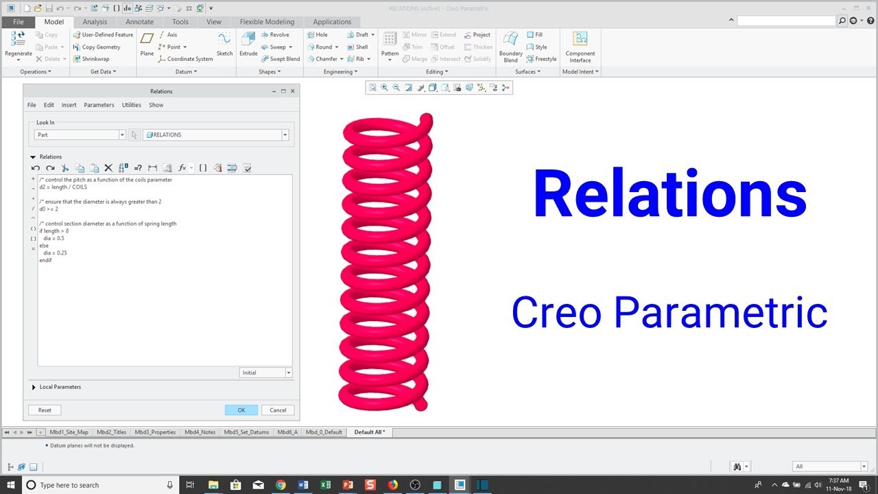 Creo Parametric — Отношения — Замысел проекта