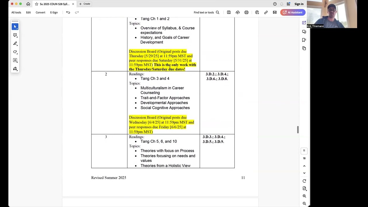 Summer 2025 COUN 528 Syllabus Overview