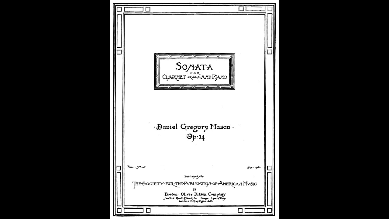 Daniel Mason - Clarinet Sonata (Op. 14) [Score]