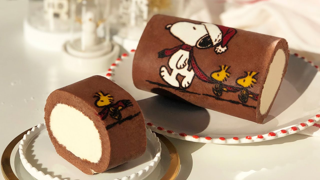 Snoopy Roll Cake Recipe 스누피 롤케이크 만들기 cream cheese cream 크림치즈 생크림 도지마롤 ロールケーキ Dojima Roll