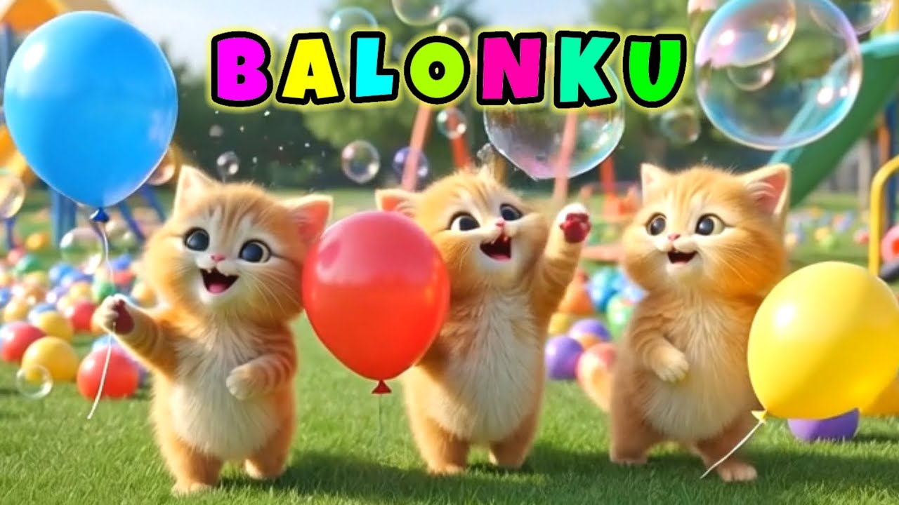 Balonku Ada Lima ~ Anak Kucing Lucu Bermain Balon 