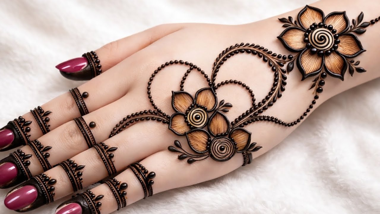 Very simple unique style mehndi design for back hand|new easy mehndi design 2026 | mehandi designs 