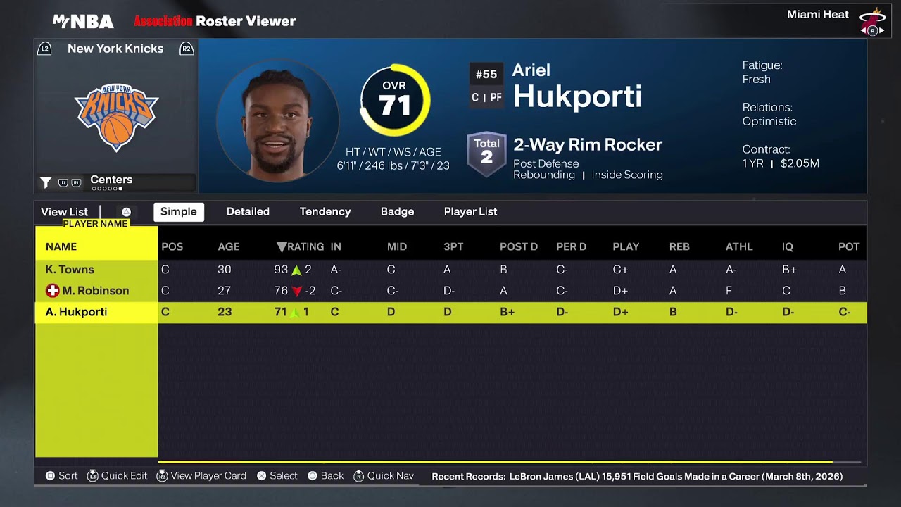 Digital sports universe: NBA 2k26 season Mar 8 Detroit Pistons at Miami Heat