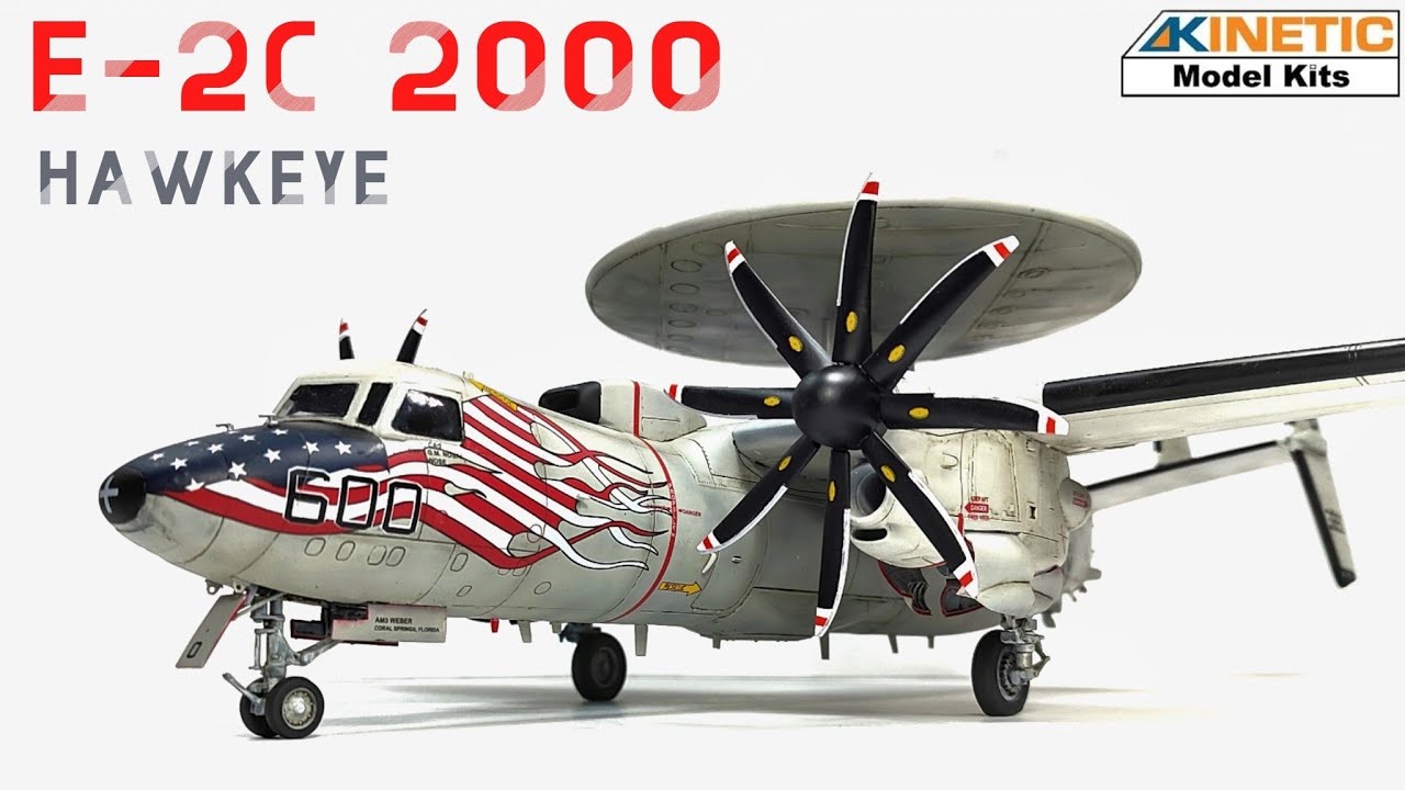 E-2C 2000 Hawkeye US Navy Awacs Aircraft Scale Model Kit Full Build - 1/48 Kinetic