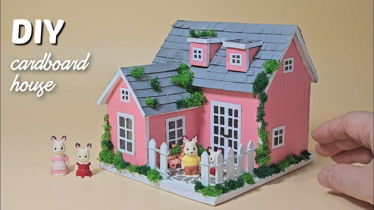 Making a pretty cardboard house with DIY paper