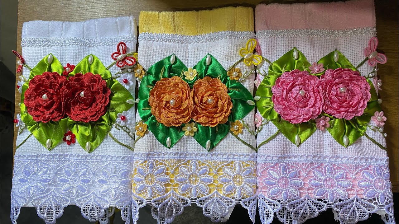 Rosas de sianinha para aplicação em toalhas modelo 617